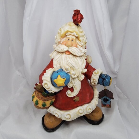 VTG Santa Claus Figurine With Cardinal 11.5" Tall Christmas Holiday Decor - Picture 1 of 13